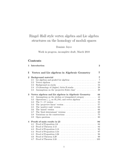 Ringel–Hall Style Vertex Algebra and Lie Algebra Structures on the Homology of Moduli Spaces