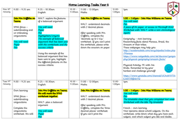 Home Learning Tasks Year 6