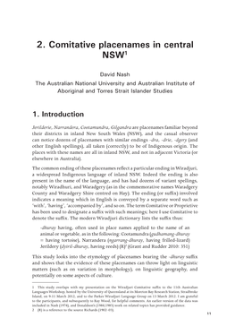 Comitative Placenames in Central NSW1