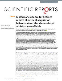 Molecular Evidence for Distinct Modes of Nutrient Acquisition Between Visceral and Neurotropic Schistosomes of Birds