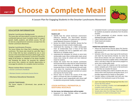 Let's Eat! Engaging Students in Smarter Lunchrooms Lesson 4 Choose a Complete Meal