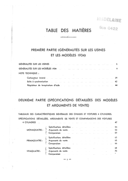 Table Des Matières