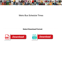 Metro Bus Schedule Times