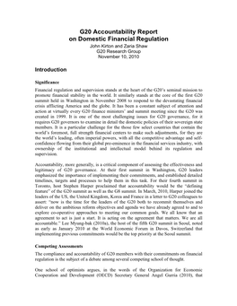 G20 Accountability Report on Domestic Financial Regulations