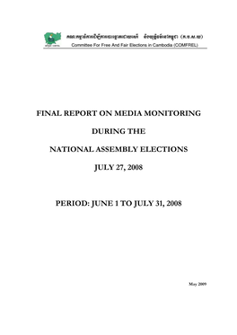 Final Report on Media Monitoring During The