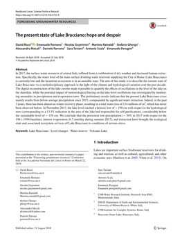 The Present State of Lake Bracciano: Hope and Despair