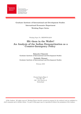 An Analysis of the Indian Demonetization As a Counter-Insurgency Policy