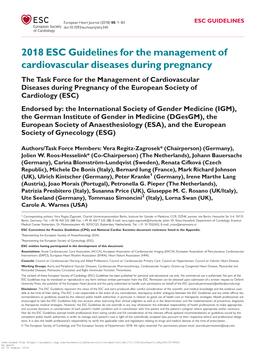 2018 ESC Guidelines for the Management of Cardiovascular