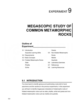 Megascopic Study of Common Metamorphic Rocks