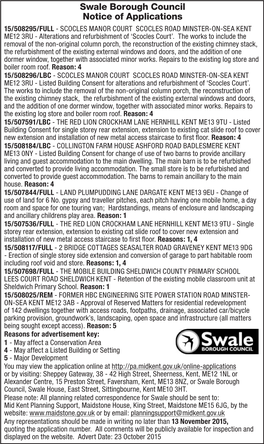 Swale Borough Council Notice of Applications