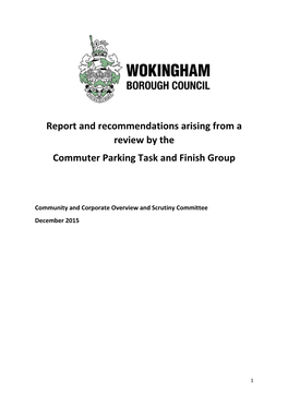 Report and Recommendations Arising from a Review by the Commuter Parking Task and Finish Group