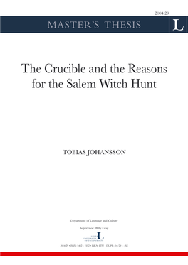 The Crucible and the Reasons for the Salem Witch Hunt