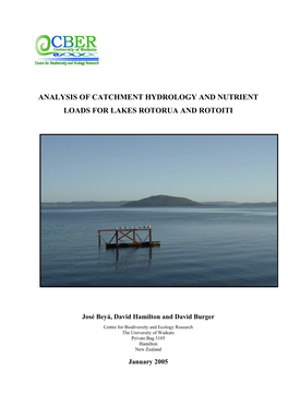 Analysis of Catchment Hydrology and Nutrient Loads for Lakes Rotorua and Rotoiti