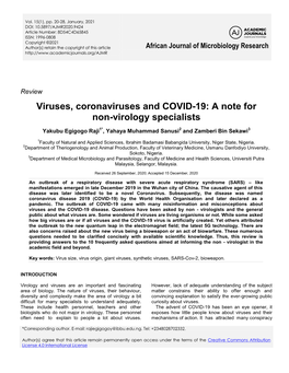 Viruses, Coronaviruses and COVID-19: a Note for Non-Virology Specialists