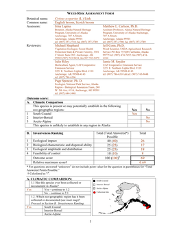 AQIS Weed Risk Assessment