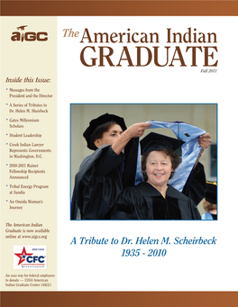 The American Indian Graduate Is Now Available Online at a Tribute to Dr