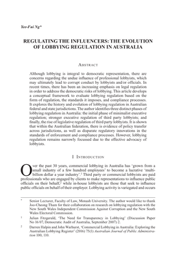 The Evolution of Lobbying Regulation in Australia