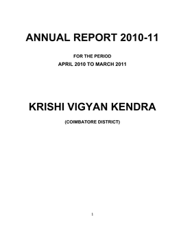 Annual Report 2010-11 Krishi Vigyan Kendra