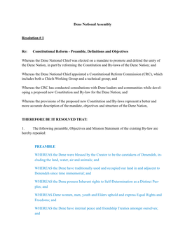 Constitutional Reform - Preamble, Definitions and Objectives