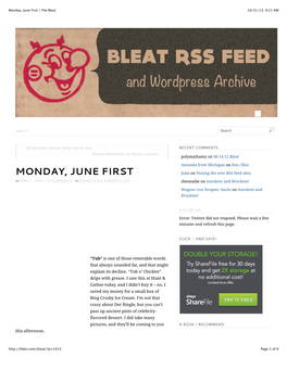 Monday, June First | the Bleat