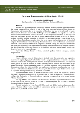 Structural Transformations of Shiraz During 95 -138