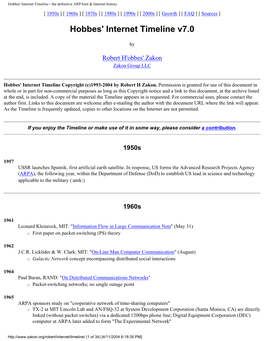 Hobbes' Internet Timeline - the Definitive Arpanet & Internet History