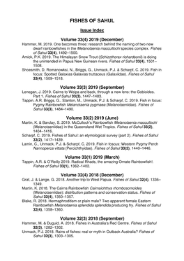 Fishes of Sahul Volume and Author Index.Pdf