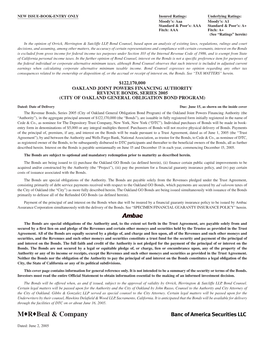 Oakland Joint Powers Financing Authority Revenue Bonds, Series 2005 (City of Oakland General Obligation Bond Program)