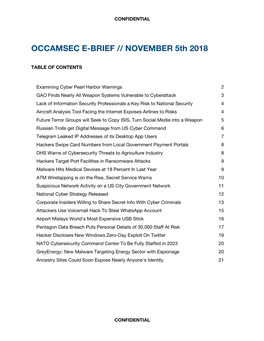 OCCAMSEC E-BRIEF // NOVEMBER 5Th 2018