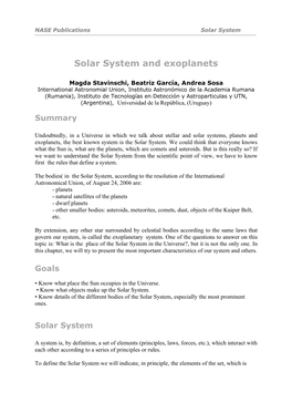 Solar System and Exoplanets