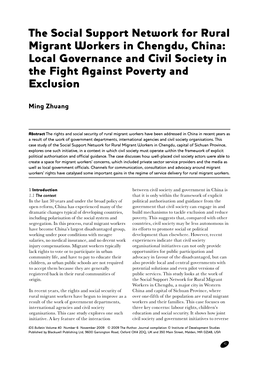The Social Support Network for Rural Migrant Workers in Chengdu, China: Local Governance and Civil Society in the Fight Against Poverty and Exclusion