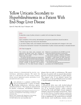 Yellow Urticaria Secondary to Hyperbilirubinemia in a Patient with End-Stage Liver Disease