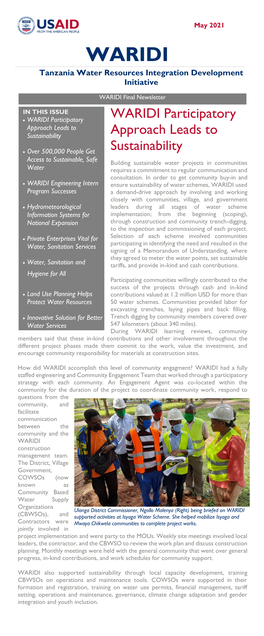 USAID Tanzania WARIDI Project Final Newsletter