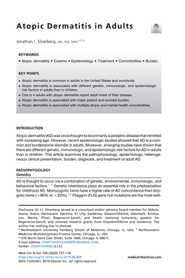 Atopic Dermatitis in Adults