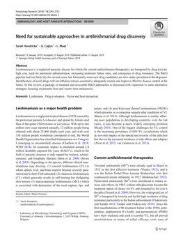 Need for Sustainable Approaches in Antileishmanial Drug Discovery