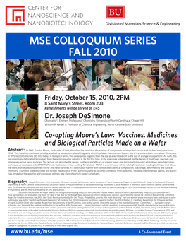 Mse Colloquium Series Fall 2010