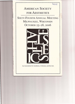 American Society for Aesthetics October 25-28, 2006