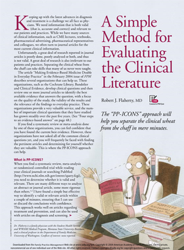 A Simple Method for Evaluating the Clinical Literature