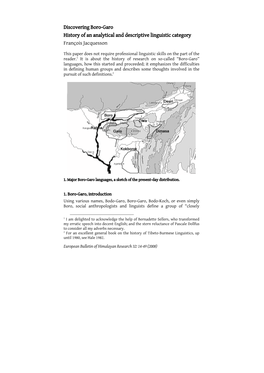 Discovering Boro-Garo History of an Analytical and Descriptive Linguistic Category François Jacquesson