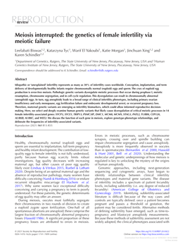Meiosis Interrupted: the Genetics of Female Infertility Via Meiotic Failure