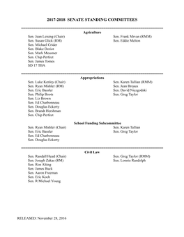 Senate Committee Assignments