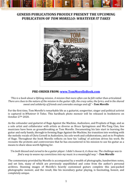 TOM MORELLO WHATEVER IT TAKES Press-Release 221.07 Kb