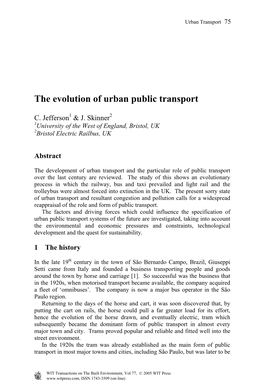 The Evolution of Urban Public Transport