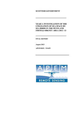 Investigation of the Utilisation of Sea Space by Sea Birds in the Pentland Firth & Orkney Area 2012 / 13