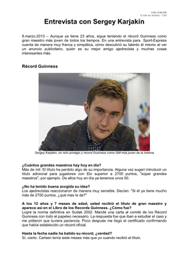 Entrevista Con Sergey Karjakin