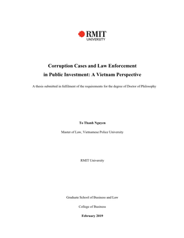 Corruption Cases and Law Enforcement in Public Investment: a Vietnam Perspective