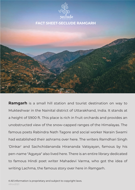 Fact Sheet-Seclude Ramgarh