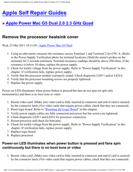 Remove the Processor Heatsink Cover Apple Power Mac G5 Dual 2.0 2.3 Ghz Quad