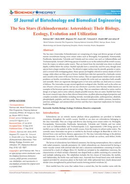 The Sea Stars (Echinodermata: Asteroidea): Their Biology, Ecology, Evolution and Utilization