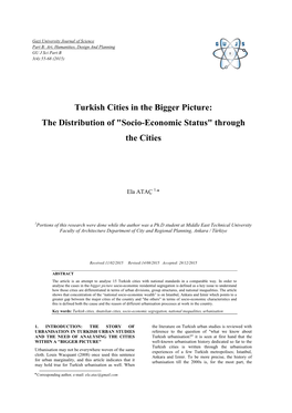 Turkish Cities in the Bigger Picture: the Distribution of 